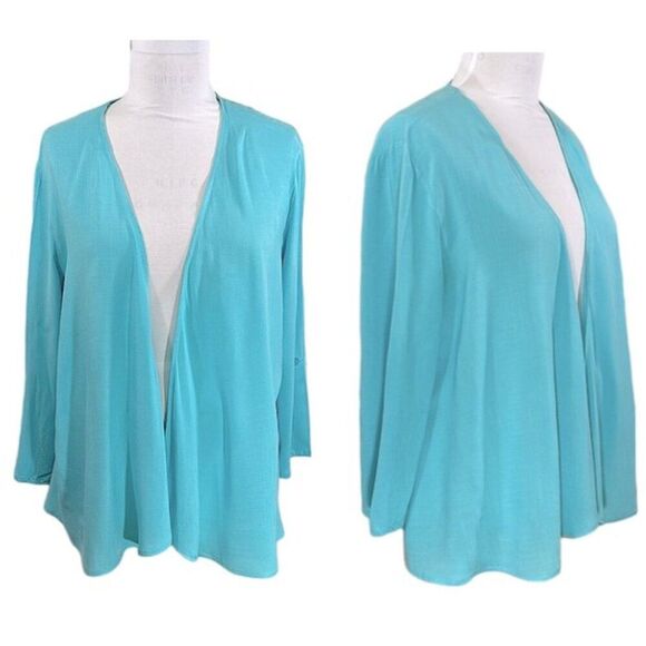 Chico’s Turquoise Blue Lightweight Cardigan Size 2 Large Size 12 - Picture 1 of 16